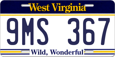 WV license plate 9MS367