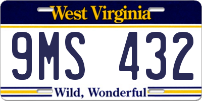WV license plate 9MS432