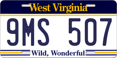 WV license plate 9MS507
