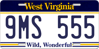 WV license plate 9MS555