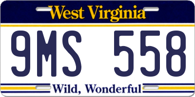 WV license plate 9MS558
