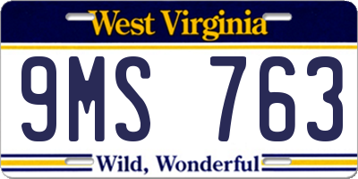 WV license plate 9MS763