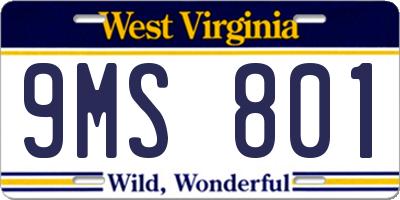 WV license plate 9MS801
