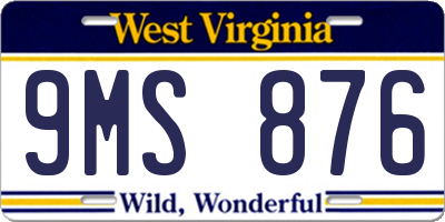 WV license plate 9MS876