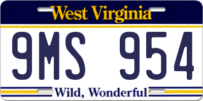 WV license plate 9MS954