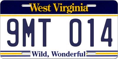 WV license plate 9MT014