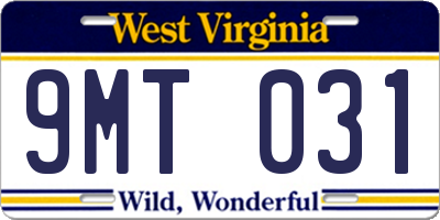 WV license plate 9MT031