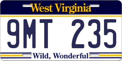 WV license plate 9MT235