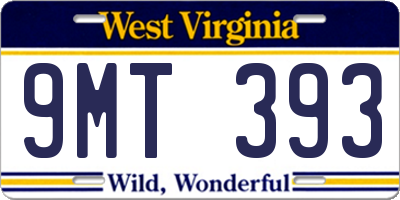 WV license plate 9MT393