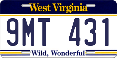 WV license plate 9MT431