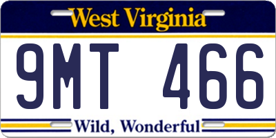WV license plate 9MT466