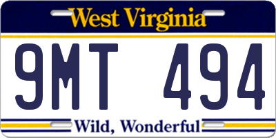 WV license plate 9MT494