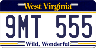 WV license plate 9MT555
