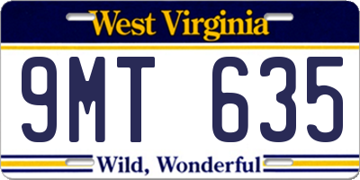 WV license plate 9MT635