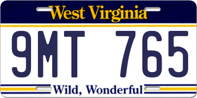 WV license plate 9MT765