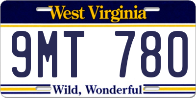 WV license plate 9MT780