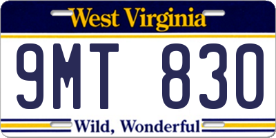 WV license plate 9MT830