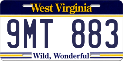 WV license plate 9MT883