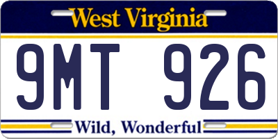 WV license plate 9MT926