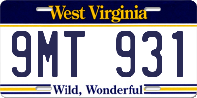 WV license plate 9MT931