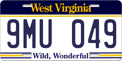 WV license plate 9MU049