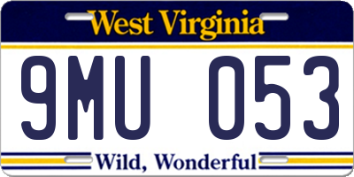 WV license plate 9MU053