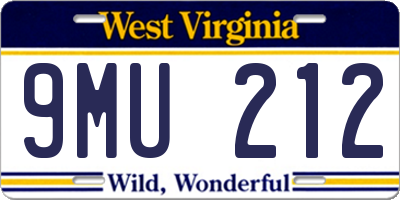 WV license plate 9MU212