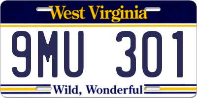 WV license plate 9MU301