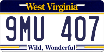 WV license plate 9MU407