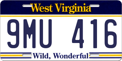 WV license plate 9MU416