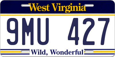 WV license plate 9MU427