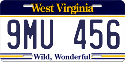 WV license plate 9MU456