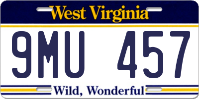 WV license plate 9MU457