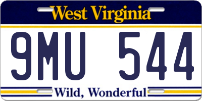 WV license plate 9MU544