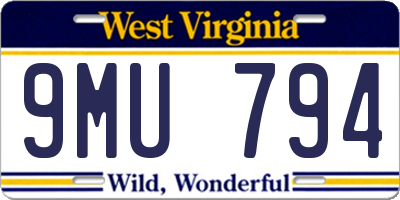 WV license plate 9MU794