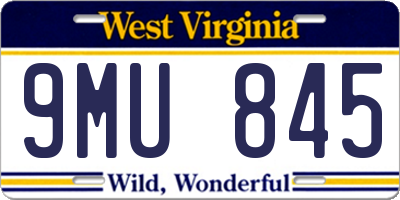 WV license plate 9MU845
