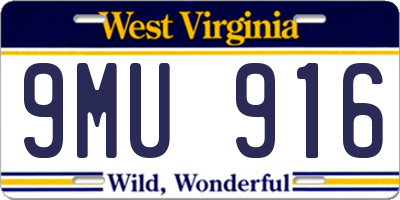 WV license plate 9MU916