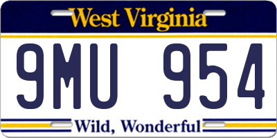 WV license plate 9MU954