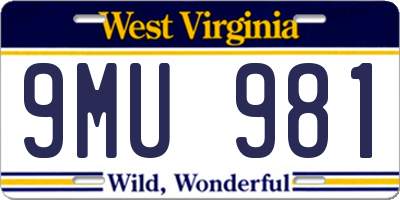 WV license plate 9MU981