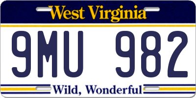 WV license plate 9MU982