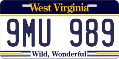 WV license plate 9MU989