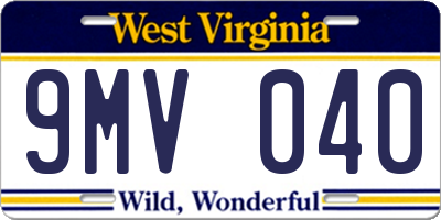 WV license plate 9MV040