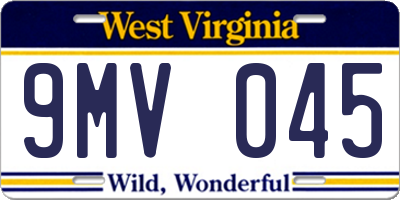 WV license plate 9MV045