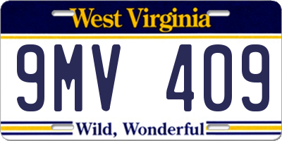 WV license plate 9MV409