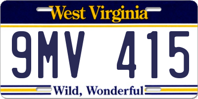 WV license plate 9MV415