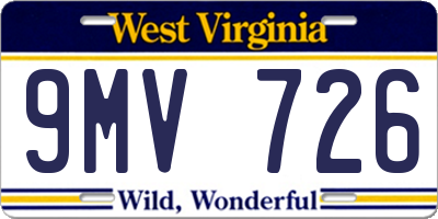 WV license plate 9MV726