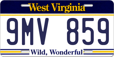 WV license plate 9MV859