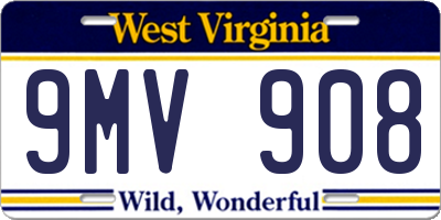 WV license plate 9MV908
