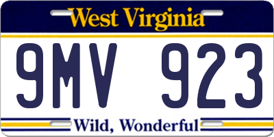 WV license plate 9MV923