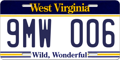 WV license plate 9MW006